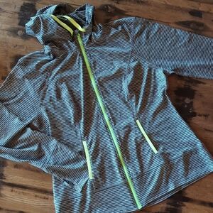 Lukka Activewear Track Jacket. EUC. Size XL. Grey/Black w/Neon trim. Thumbholes.